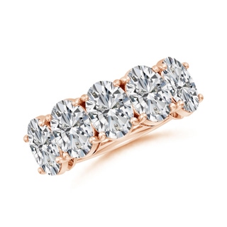 7.7x5.7mm HSI2 Oval Diamond Five Stone Classic Anniversary Band in Rose Gold