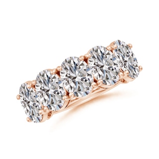 7.7x5.7mm IJI1I2 Oval Diamond Five Stone Classic Anniversary Band in 9K Rose Gold