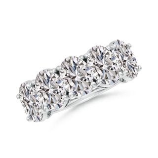 7.7x5.7mm IJI1I2 Oval Diamond Five Stone Classic Anniversary Band in P950 Platinum