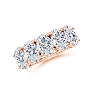 7x5mm GVS2 Oval Diamond Five Stone Classic Anniversary Band in Rose Gold