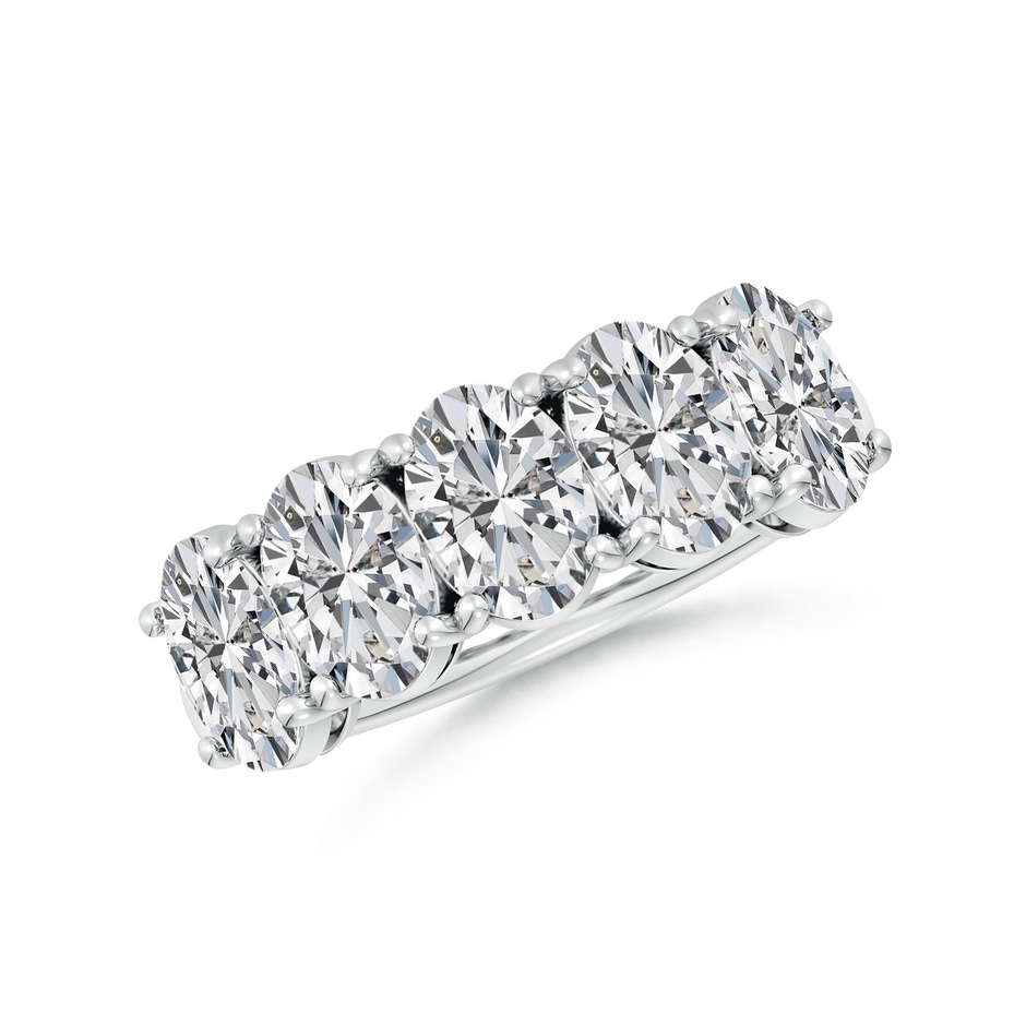 7x5mm HSI2 Oval Diamond Five Stone Classic Anniversary Band in White Gold 