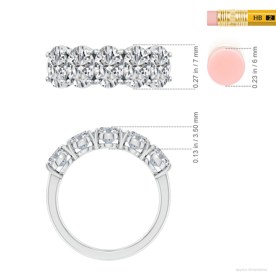 7x5mm HSI2 Oval Diamond Five Stone Classic Anniversary Band in White Gold ruler