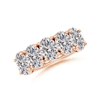 7x5mm IJI1I2 Oval Diamond Five Stone Classic Anniversary Band in Rose Gold