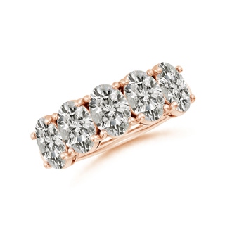 7x5mm KI3 Oval Diamond Five Stone Classic Anniversary Band in Rose Gold