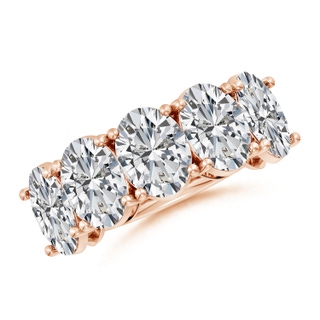 8.5x6.5mm HSI2 Oval Diamond Five Stone Classic Anniversary Band in 9K Rose Gold