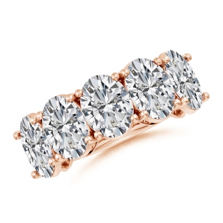 8.5x6.5mm HSI2 Oval Diamond Five Stone Classic Anniversary Band in Rose Gold