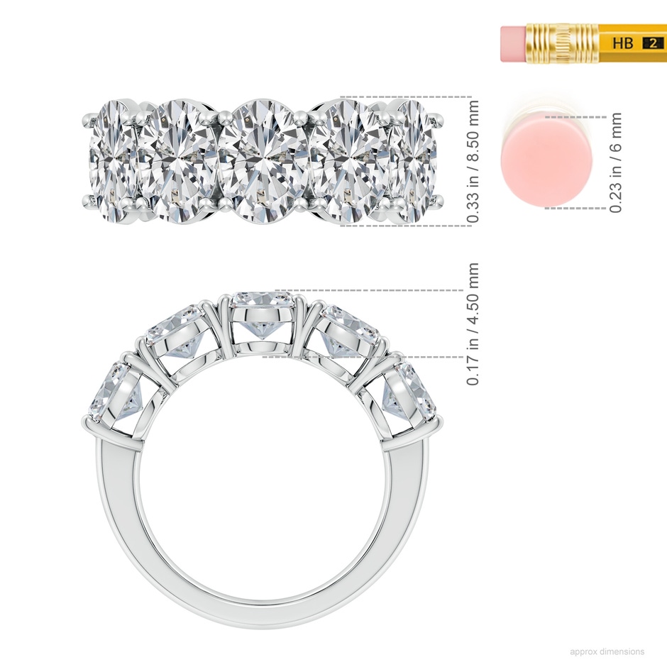 8.5x6.5mm HSI2 Oval Diamond Five Stone Classic Anniversary Band in S999 Silver ruler