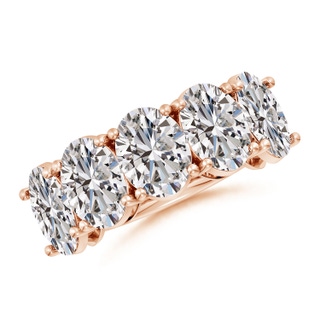 8.5x6.5mm IJI1I2 Oval Diamond Five Stone Classic Anniversary Band in Rose Gold