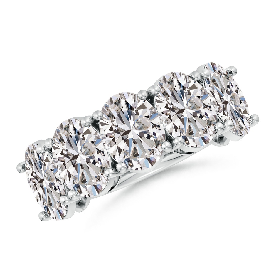 8.5x6.5mm IJI1I2 Oval Diamond Five Stone Classic Anniversary Band in S999 Silver 