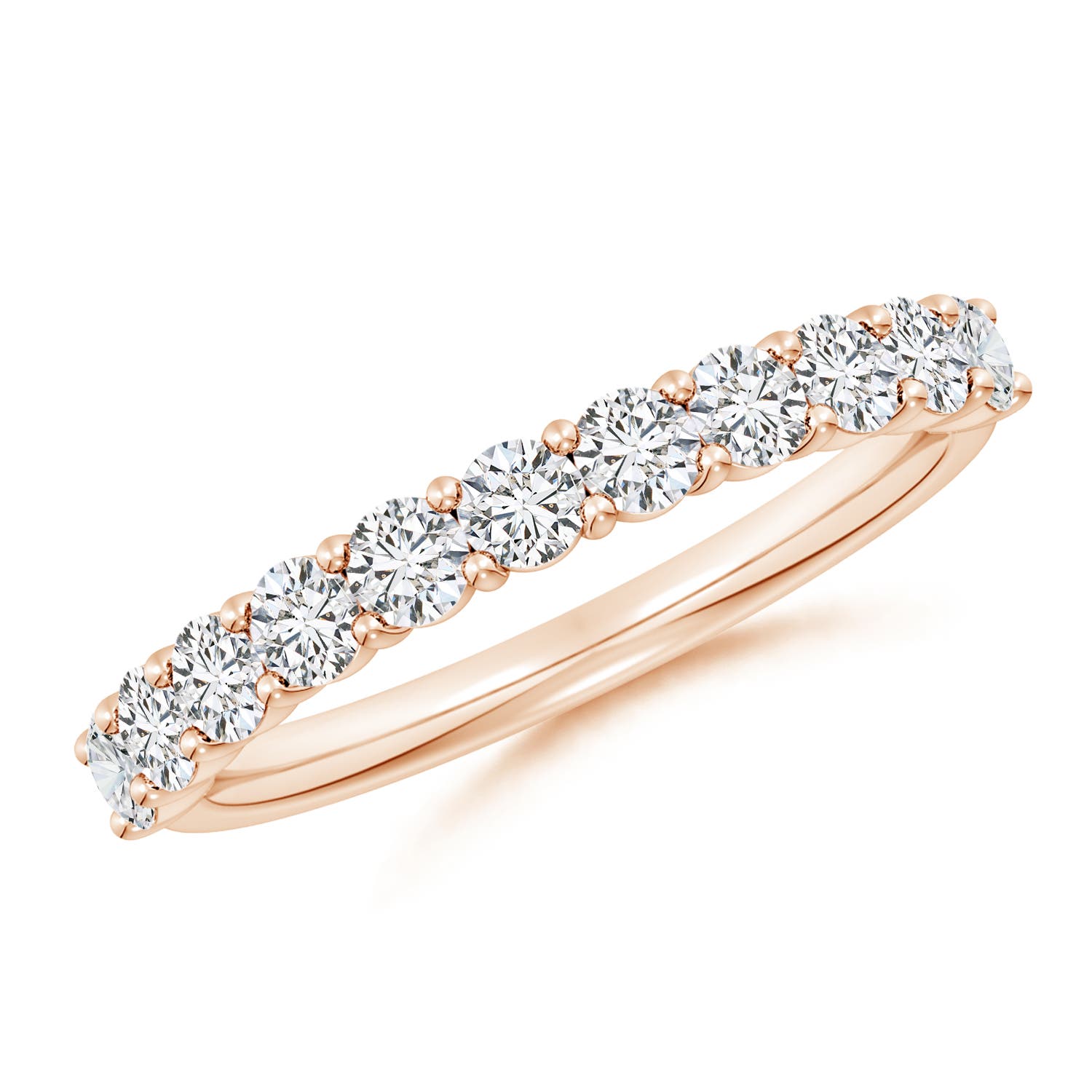 2.75mm HSI2 Prong-Set Round Diamond Half Eternity Wedding Band in 18K Rose Gold