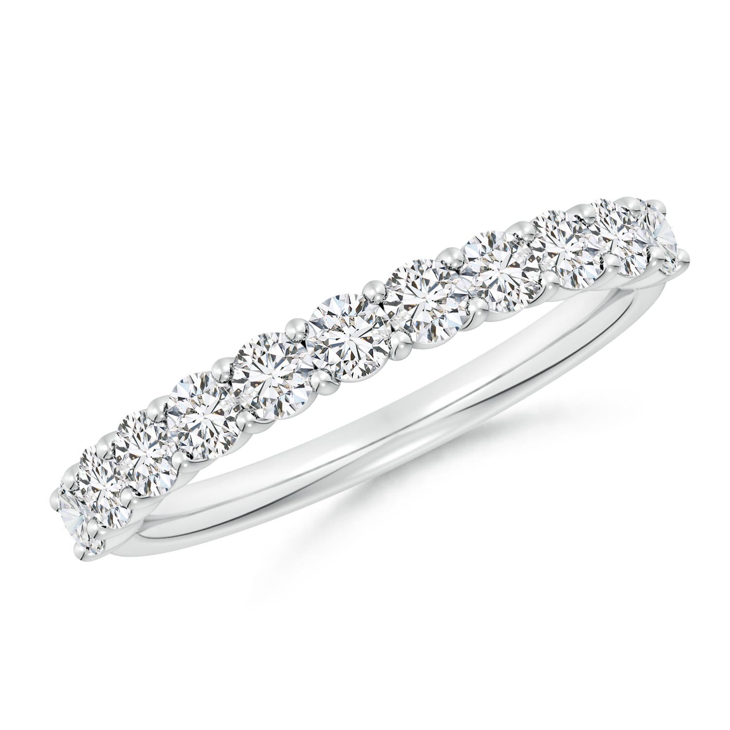 2.75mm HSI2 Prong-Set Round Diamond Half Eternity Wedding Band in 18CT White Gold