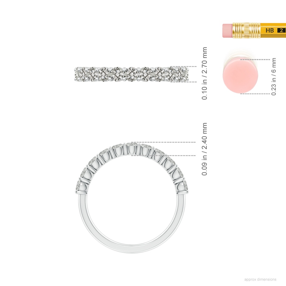2.75mm KI3 Prong-Set Round Diamond Half Eternity Wedding Band in S999 Silver ruler
