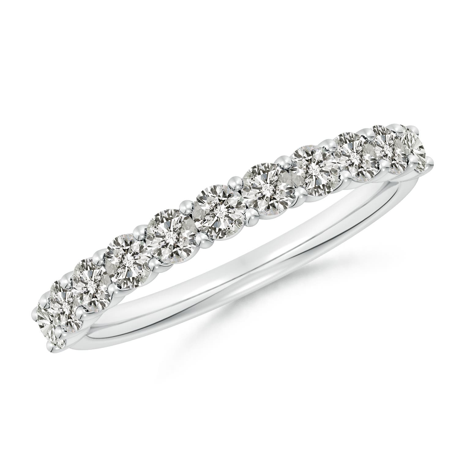 2.75mm KI3 Prong-Set Round Diamond Half Eternity Wedding Band in White Gold