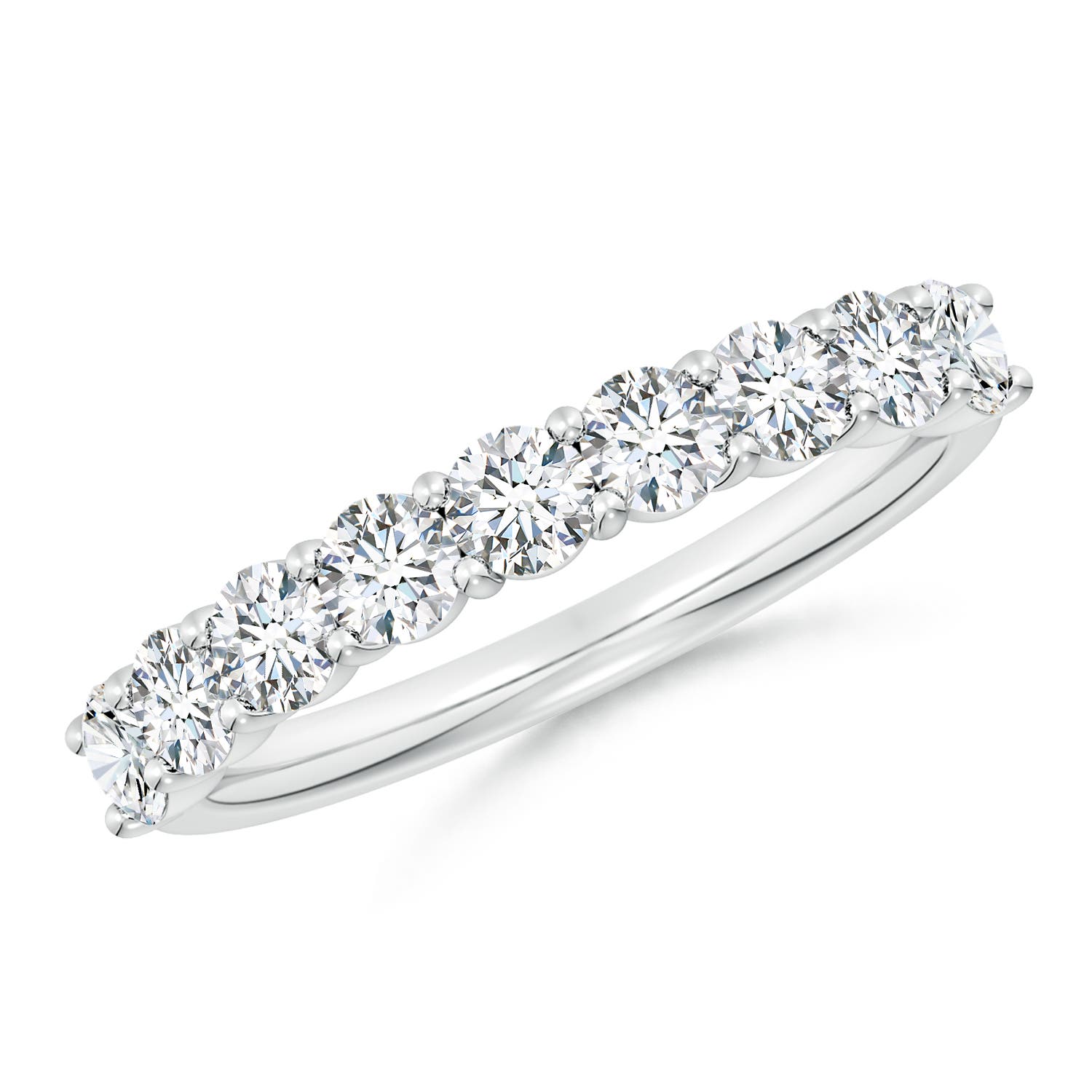 3.2mm GVS2 Prong-Set Round Diamond Half Eternity Wedding Band in 18CT White Gold