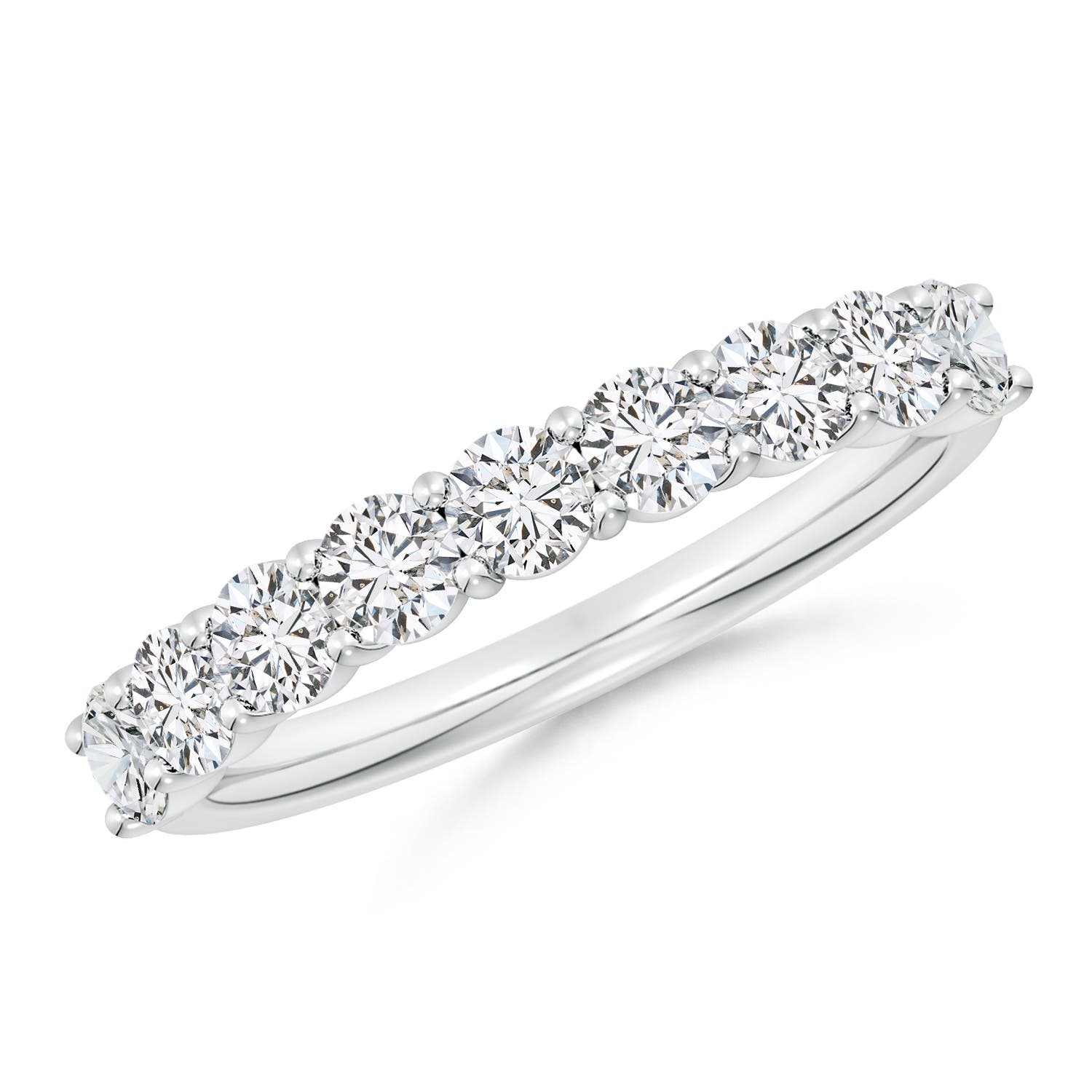 3.2mm HSI2 Prong-Set Round Diamond Half Eternity Wedding Band in White Gold