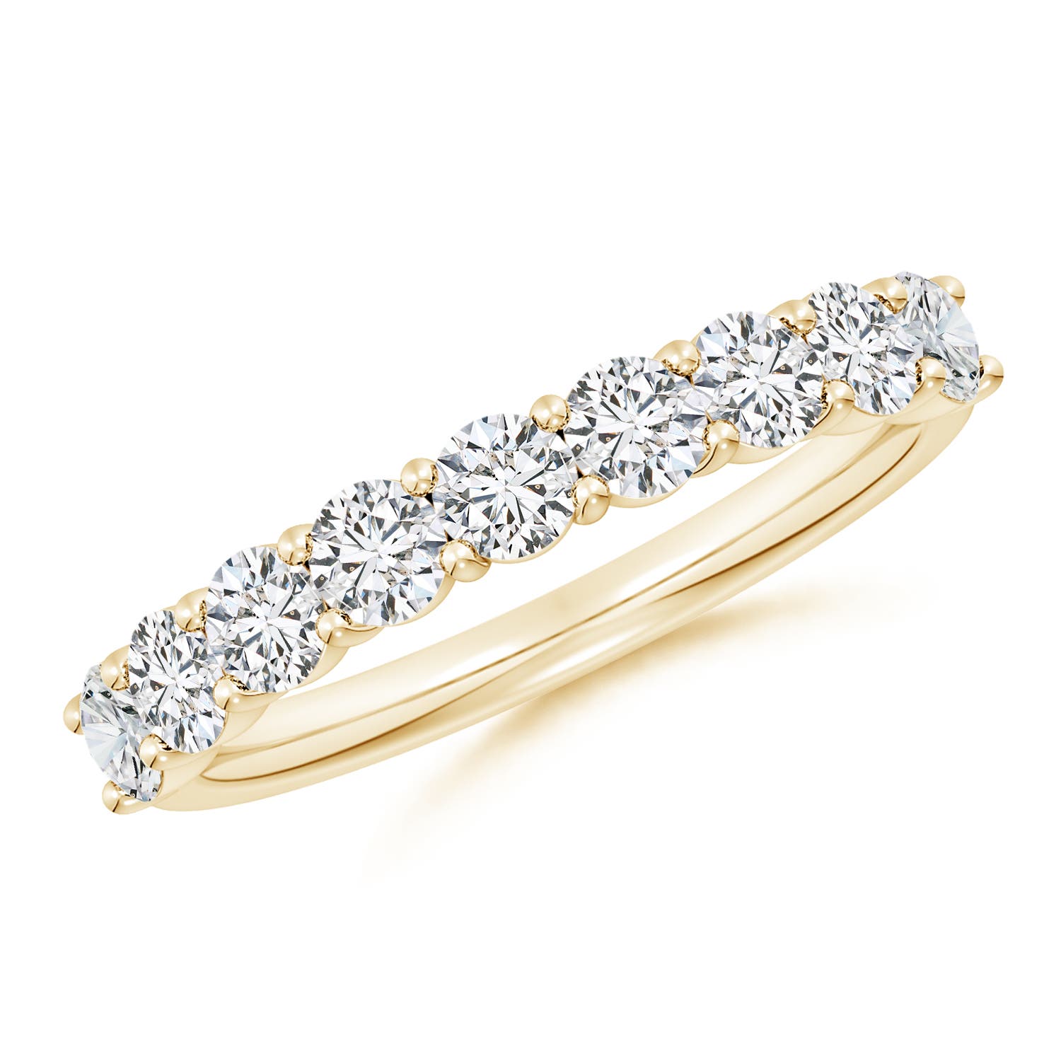 3.2mm HSI2 Prong-Set Round Diamond Half Eternity Wedding Band in Yellow Gold