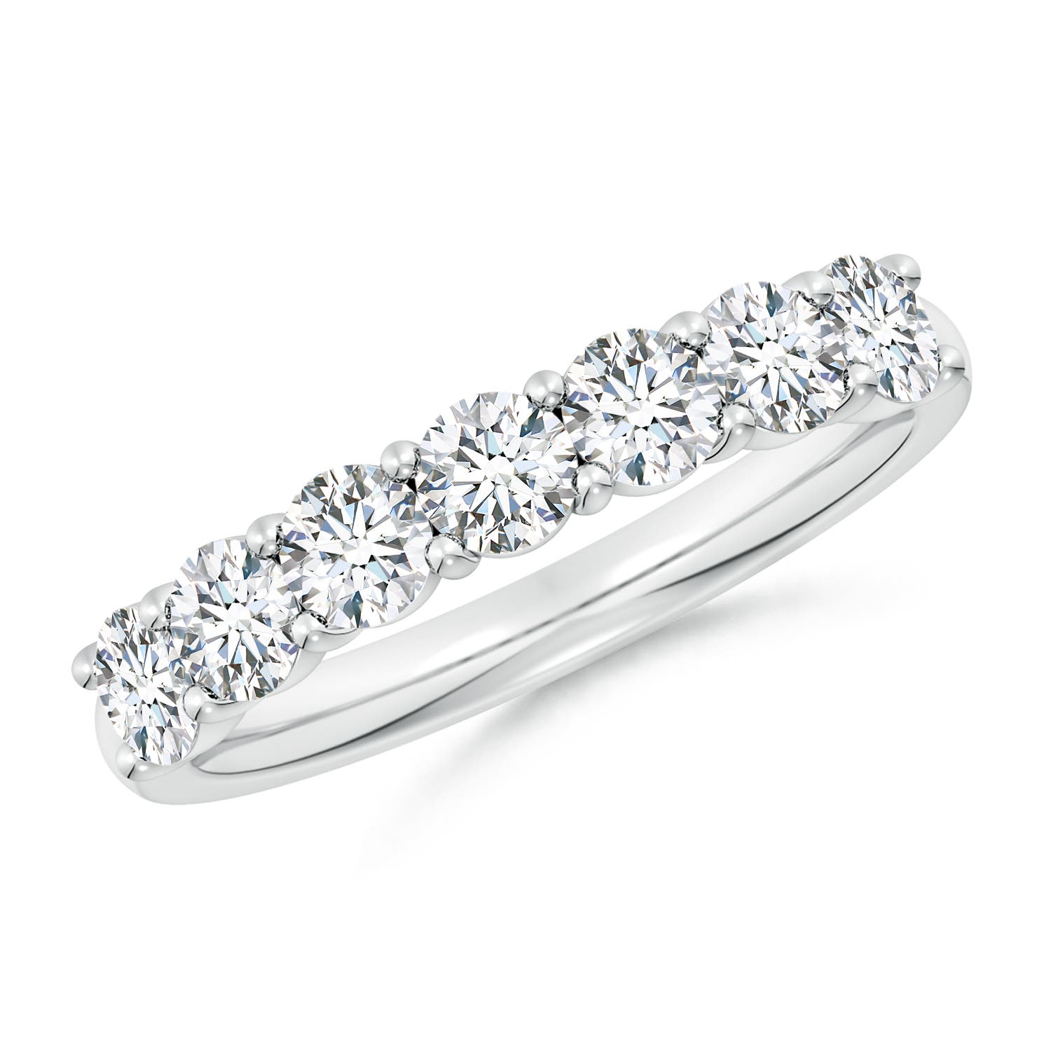 3.6mm GVS2 Prong-Set Round Diamond Half Eternity Wedding Band in White Gold