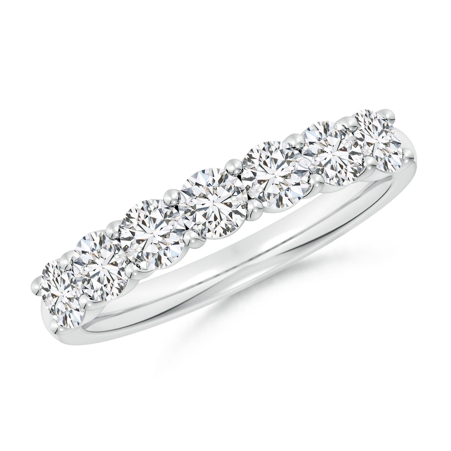 3.6mm HSI2 Prong-Set Round Diamond Half Eternity Wedding Band in 18K White Gold