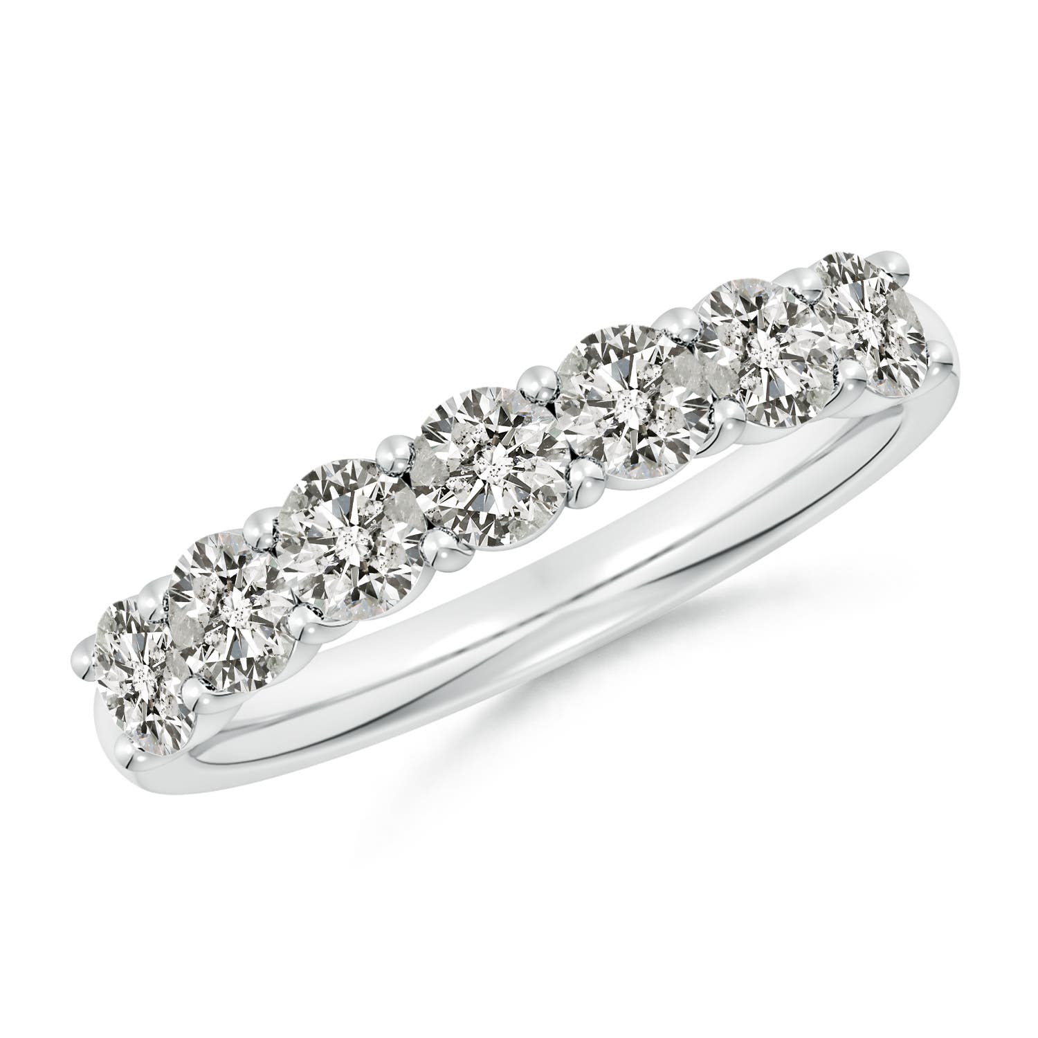 3.6mm KI3 Prong-Set Round Diamond Half Eternity Wedding Band in White Gold