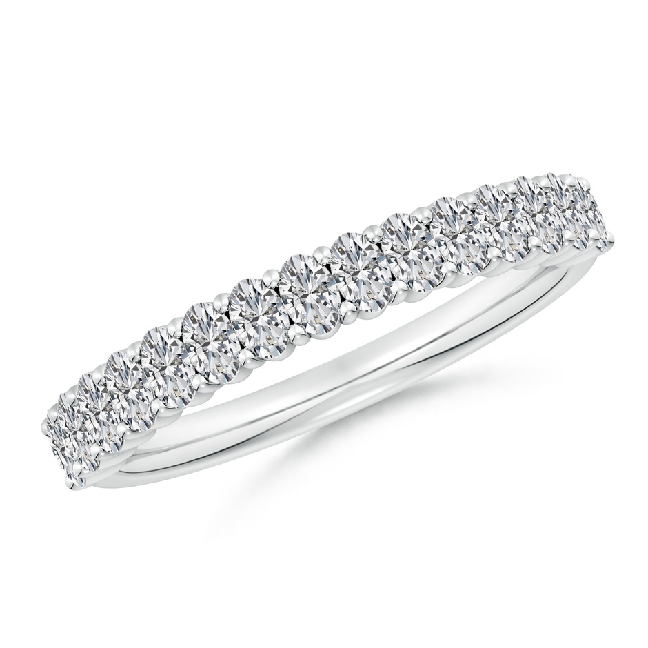 3x2mm HSI2 Prong-Set Oval Diamond Half Eternity Wedding Band in White Gold 