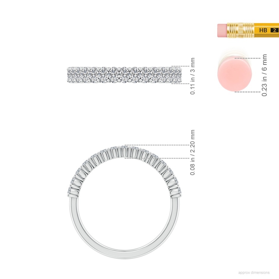 3x2mm HSI2 Prong-Set Oval Diamond Half Eternity Wedding Band in White Gold ruler