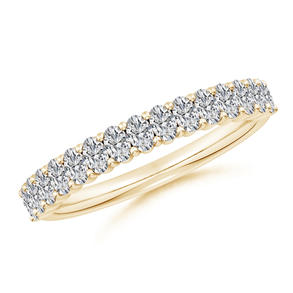 3x2mm HSI2 Prong-Set Oval Diamond Half Eternity Wedding Band in Yellow Gold 