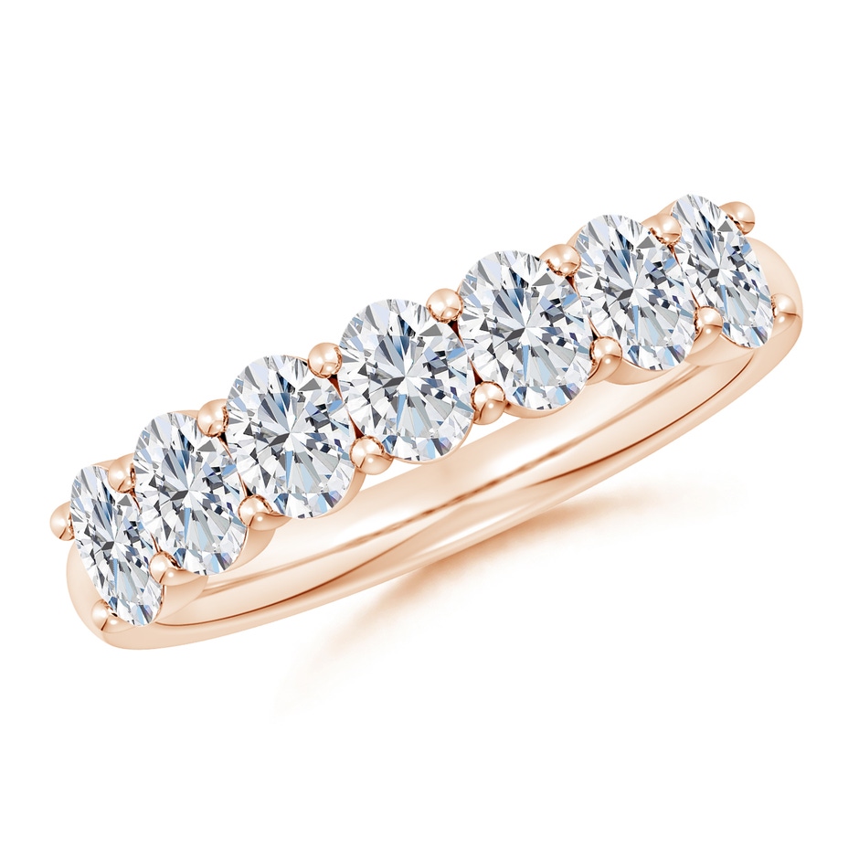4.5x3.5mm GVS2 Prong-Set Oval Diamond Half Eternity Wedding Band in Rose Gold 