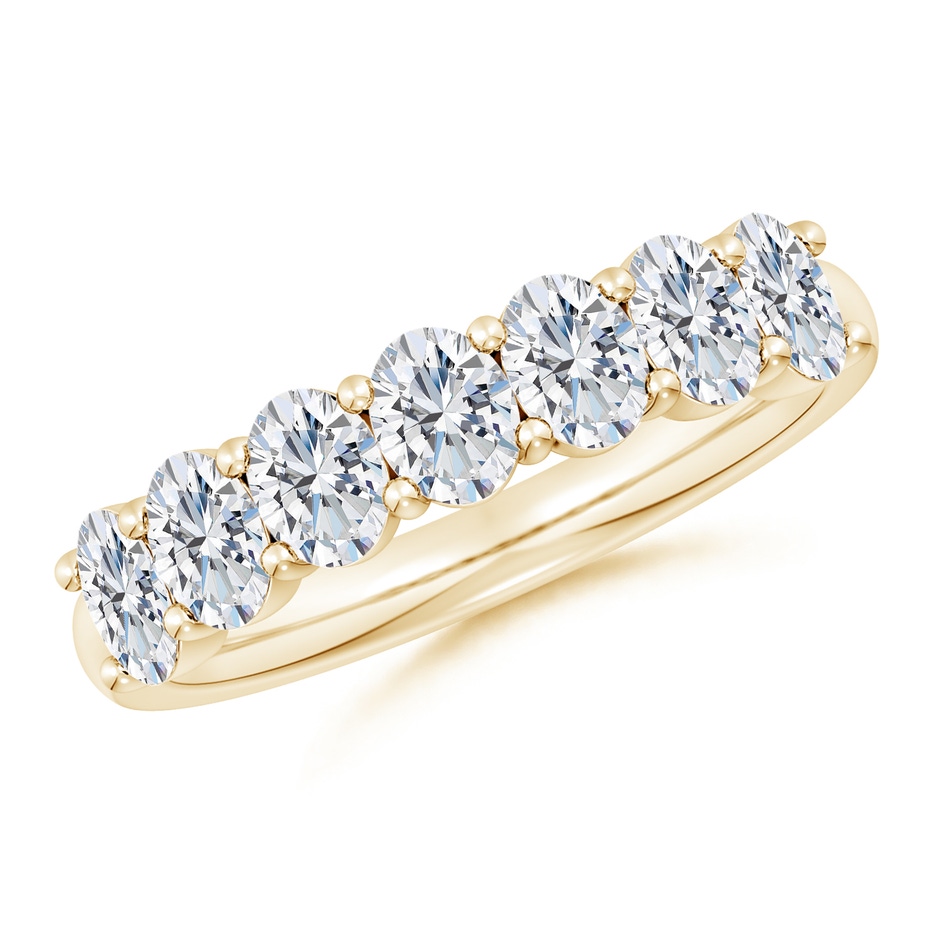 4.5x3.5mm GVS2 Prong-Set Oval Diamond Half Eternity Wedding Band in Yellow Gold 