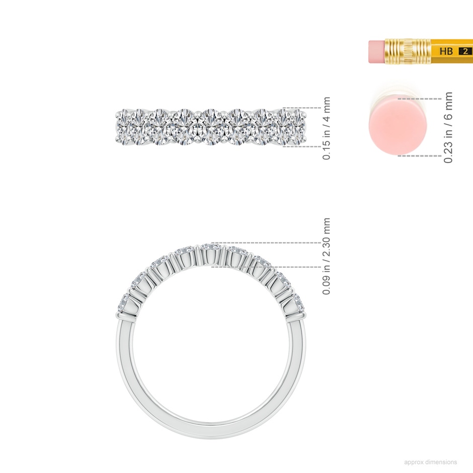 4x3mm HSI2 Prong-Set Oval Diamond Half Eternity Wedding Band in White Gold ruler