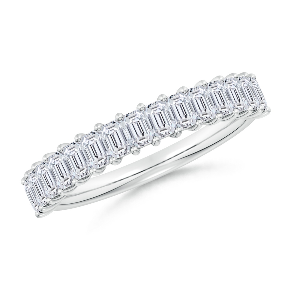 3x2mm HSI2 Prong-Set Emerald-Cut Diamond Half Eternity Wedding Band in White Gold 