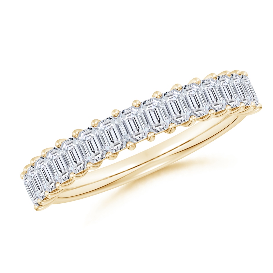 3x2mm HSI2 Prong-Set Emerald-Cut Diamond Half Eternity Wedding Band in Yellow Gold 