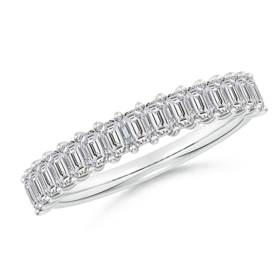 3x2mm IJI1I2 Prong-Set Emerald-Cut Diamond Half Eternity Wedding Band in White Gold 