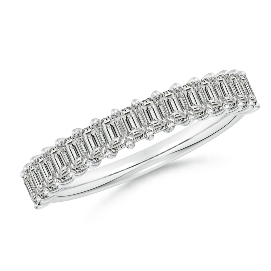 3x2mm KI3 Prong-Set Emerald-Cut Diamond Half Eternity Wedding Band in White Gold 