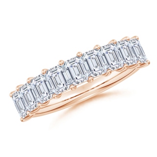 4x3mm GVS2 Prong-Set Emerald-Cut Diamond Half Eternity Wedding Band in 10K Rose Gold