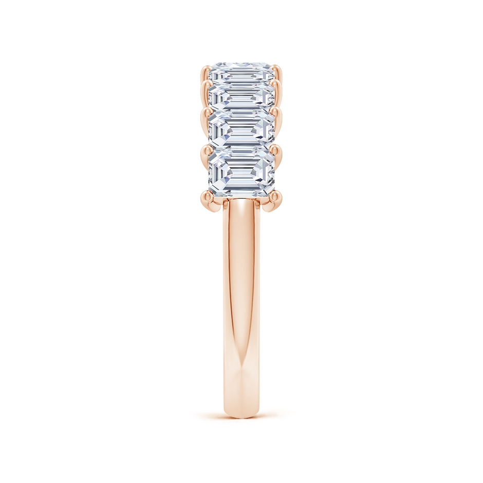 4x3mm GVS2 Prong-Set Emerald-Cut Diamond Half Eternity Wedding Band in Rose Gold side 299