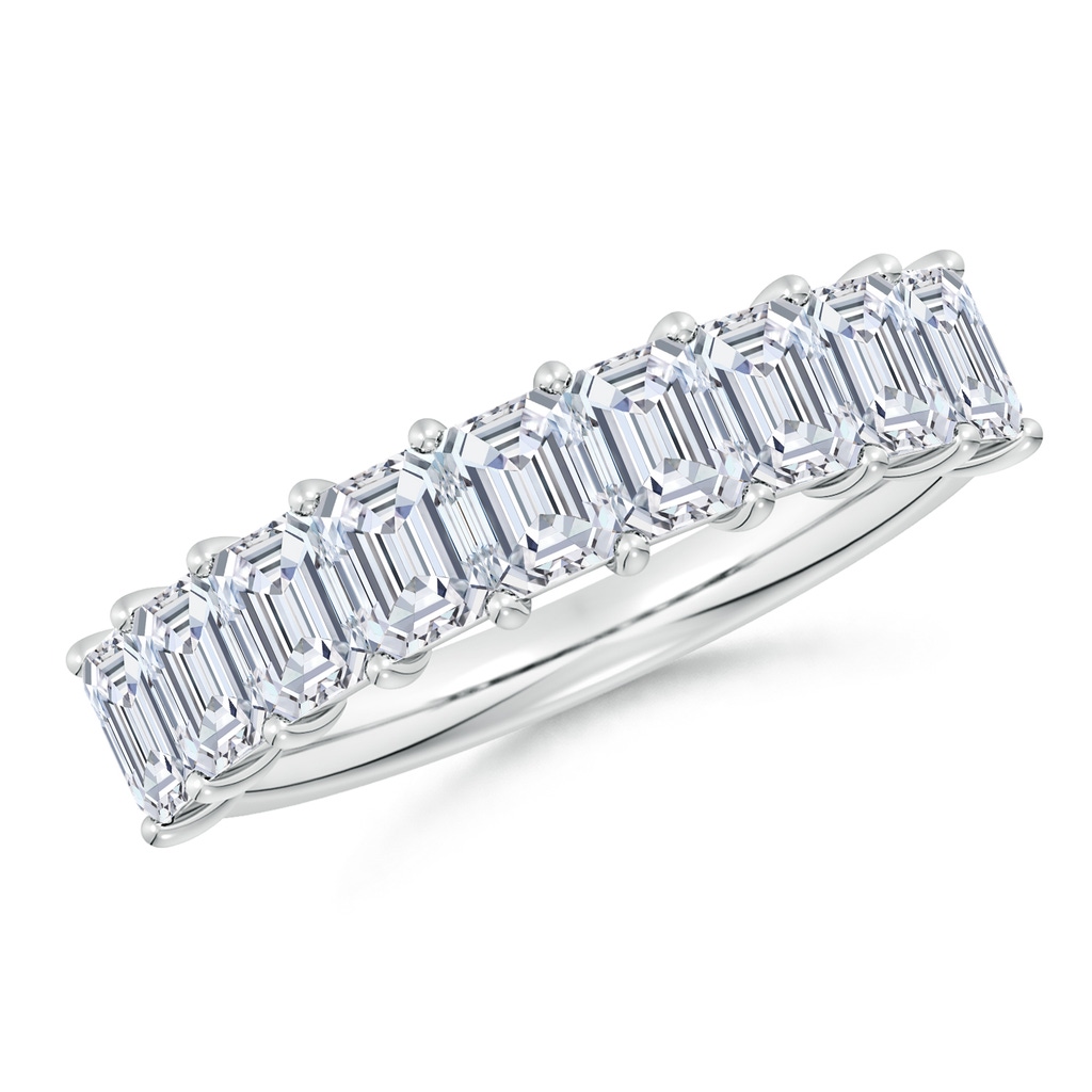 4x3mm GVS2 Prong-Set Emerald-Cut Diamond Half Eternity Wedding Band in S999 Silver