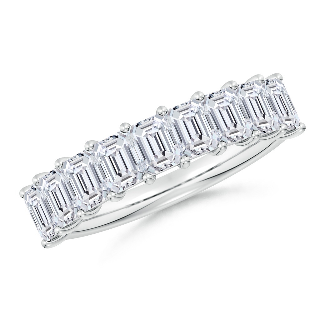 4x3mm HSI2 Prong-Set Emerald-Cut Diamond Half Eternity Wedding Band in White Gold 