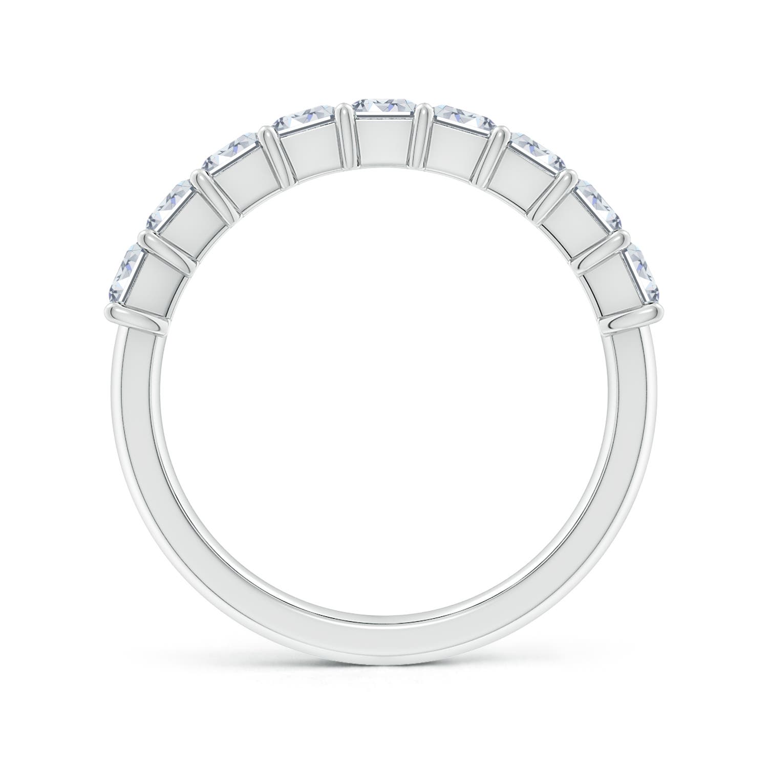 4x3mm HSI2 Prong-Set Emerald-Cut Diamond Half Eternity Wedding Band in White Gold - side 2