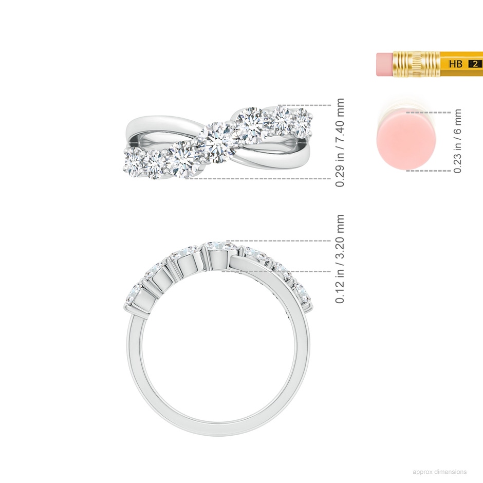 4.25mm GVS2 Graduated Round Diamond Broad Fashion Band in P950 Platinum ruler