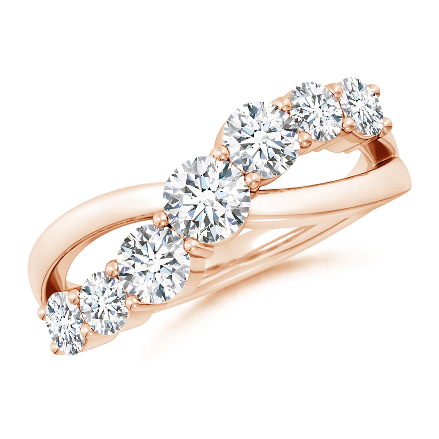 4.25mm GVS2 Graduated Round Diamond Broad Fashion Band in Rose Gold