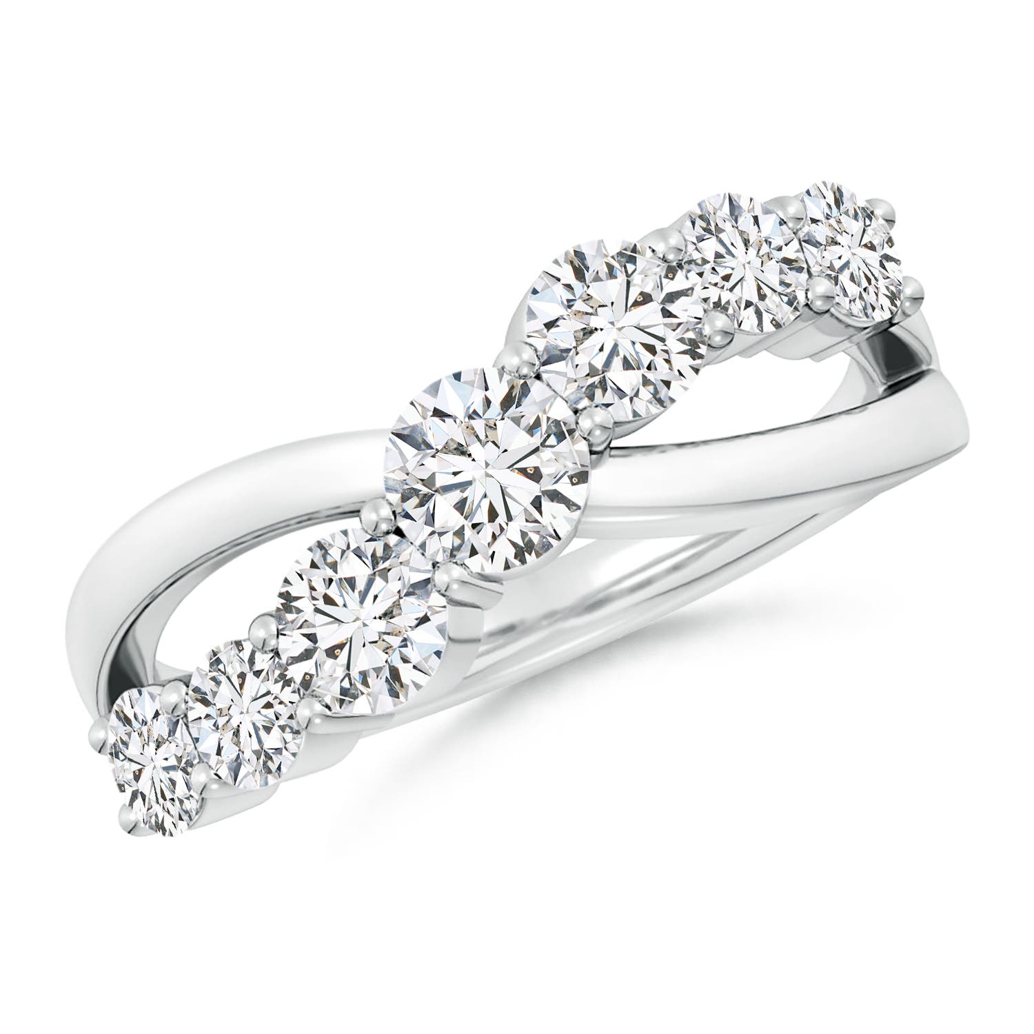 4.25mm HSI2 Graduated Round Diamond Broad Fashion Band in 18CT White Gold