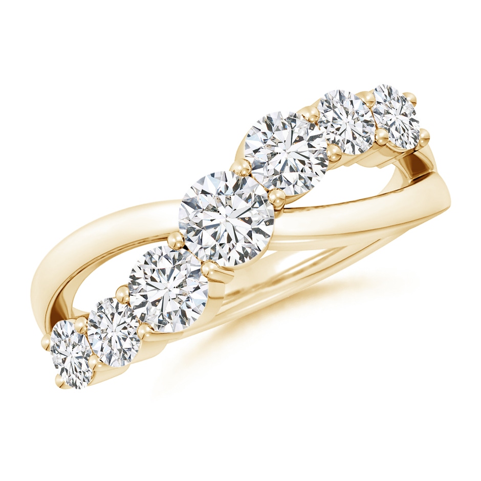 4.25mm HSI2 Graduated Round Diamond Broad Fashion Band in Yellow Gold 