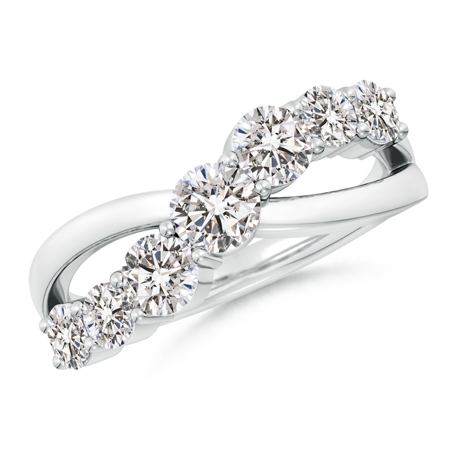 4.25mm IJI1I2 Graduated Round Diamond Broad Fashion Band in White Gold 
