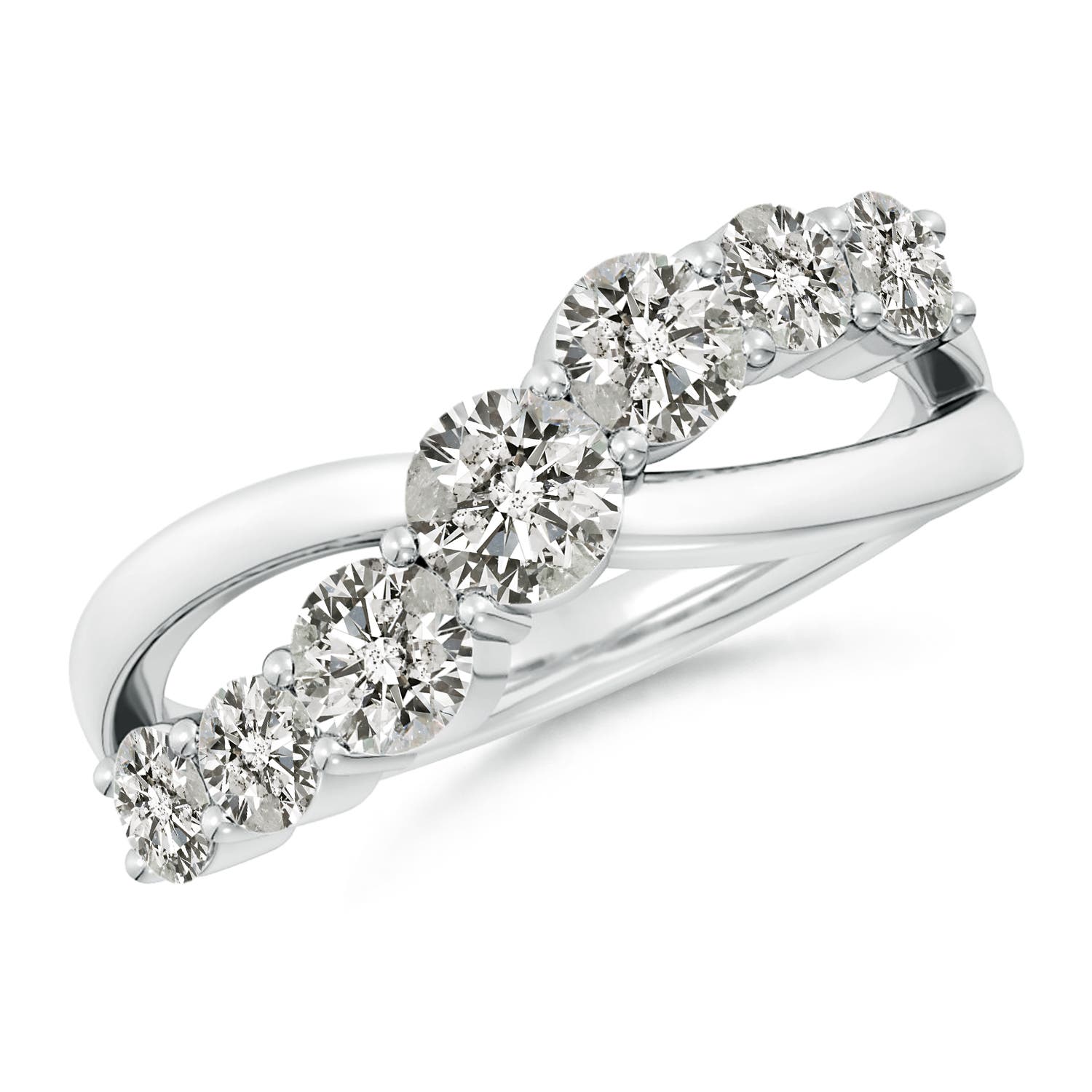 4.25mm KI3 Graduated Round Diamond Broad Fashion Band in White Gold