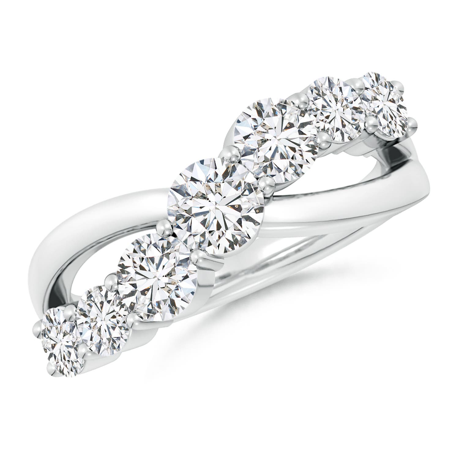 4.5mm HSI2 Graduated Round Diamond Broad Fashion Band in White Gold