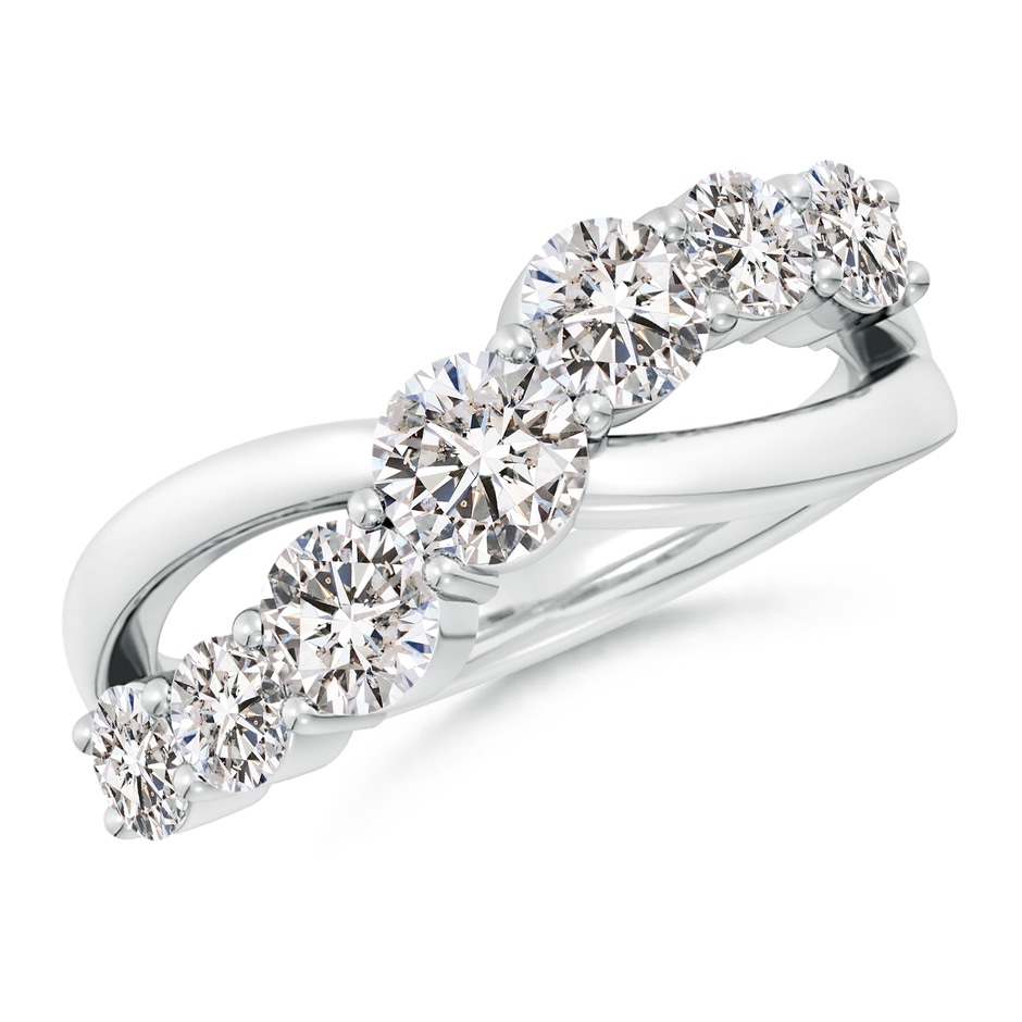 4.5mm IJI1I2 Graduated Round Diamond Broad Fashion Band in 18K White Gold 