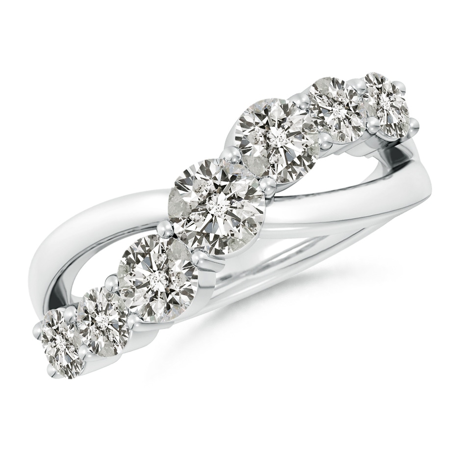 4.5mm KI3 Graduated Round Diamond Broad Fashion Band in 18K White Gold 