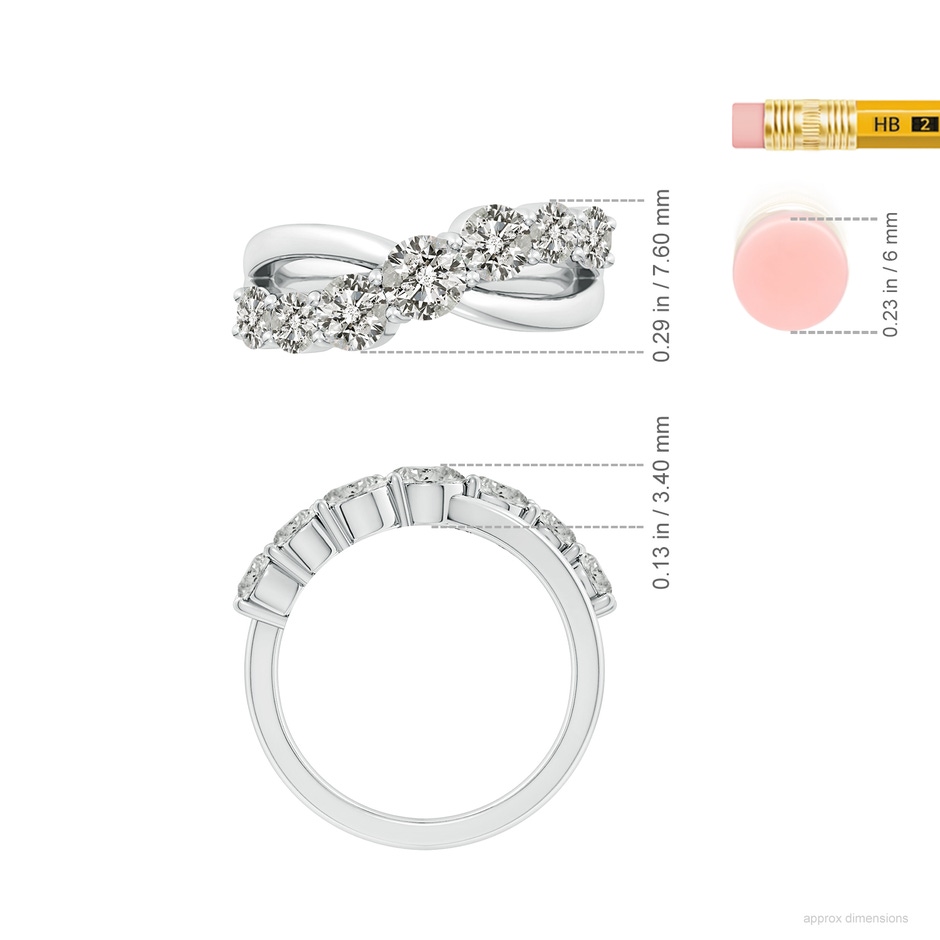 4.5mm KI3 Graduated Round Diamond Broad Fashion Band in 18K White Gold ruler
