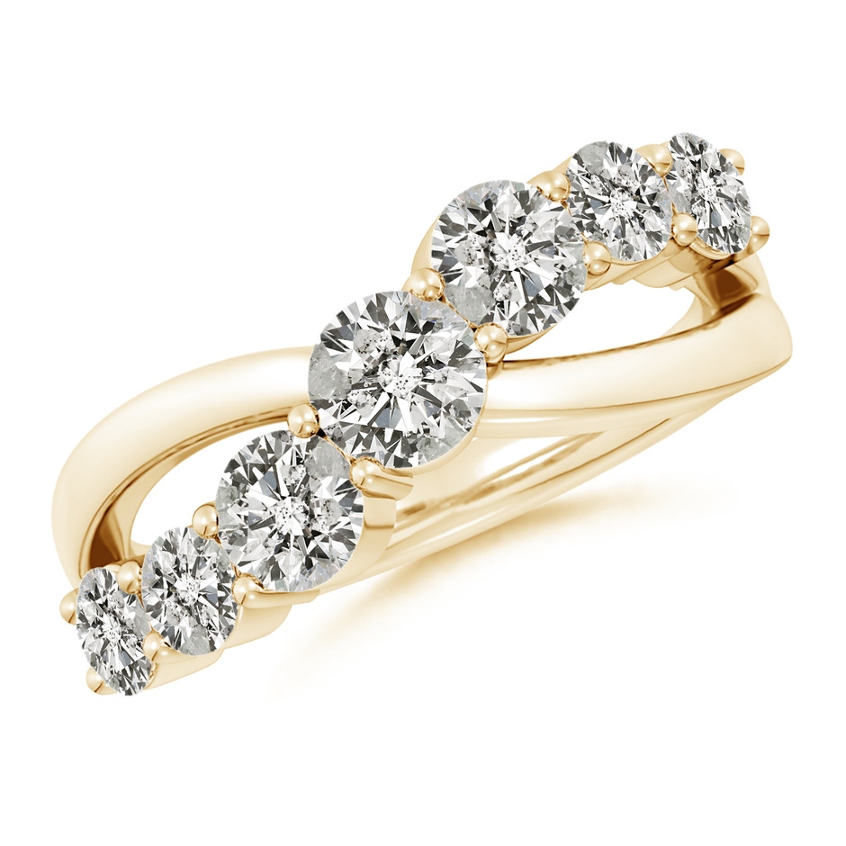 4.5mm KI3 Graduated Round Diamond Broad Fashion Band in 18K Yellow Gold 
