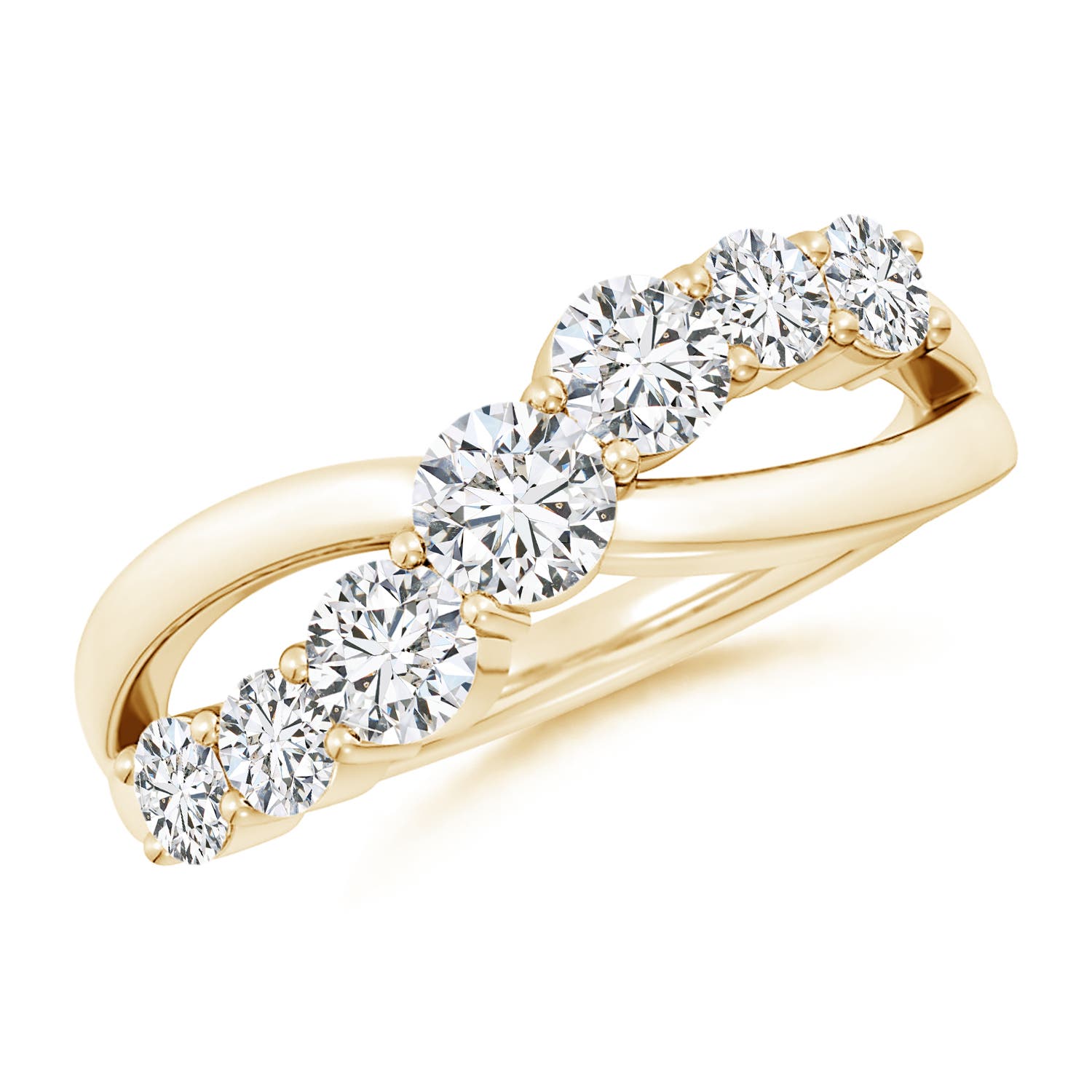 4mm HSI2 Graduated Round Diamond Broad Fashion Band in 18CT Yellow Gold